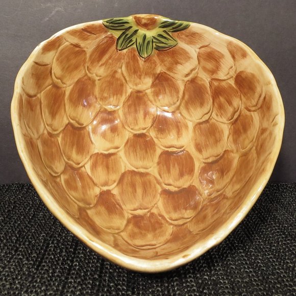 Dario Farruci Snack Candy Bowl 8.75" Brown Berry Hand Crafted and Painted - Picture 1 of 7
